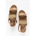 Dunham Camel Woven Platform Sandal