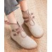 Elegant Buckle Strap Ankle Boots Khaki Comfy Cotton Fabric